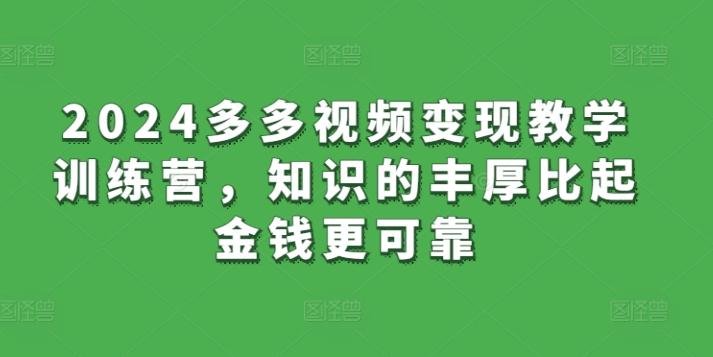 2024多多视频变现教学训练营，知识的丰厚比起金钱更可靠-菜菜网创