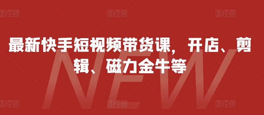 最新快手短视频带货课，开店、剪辑、磁力金牛等-菜菜网创