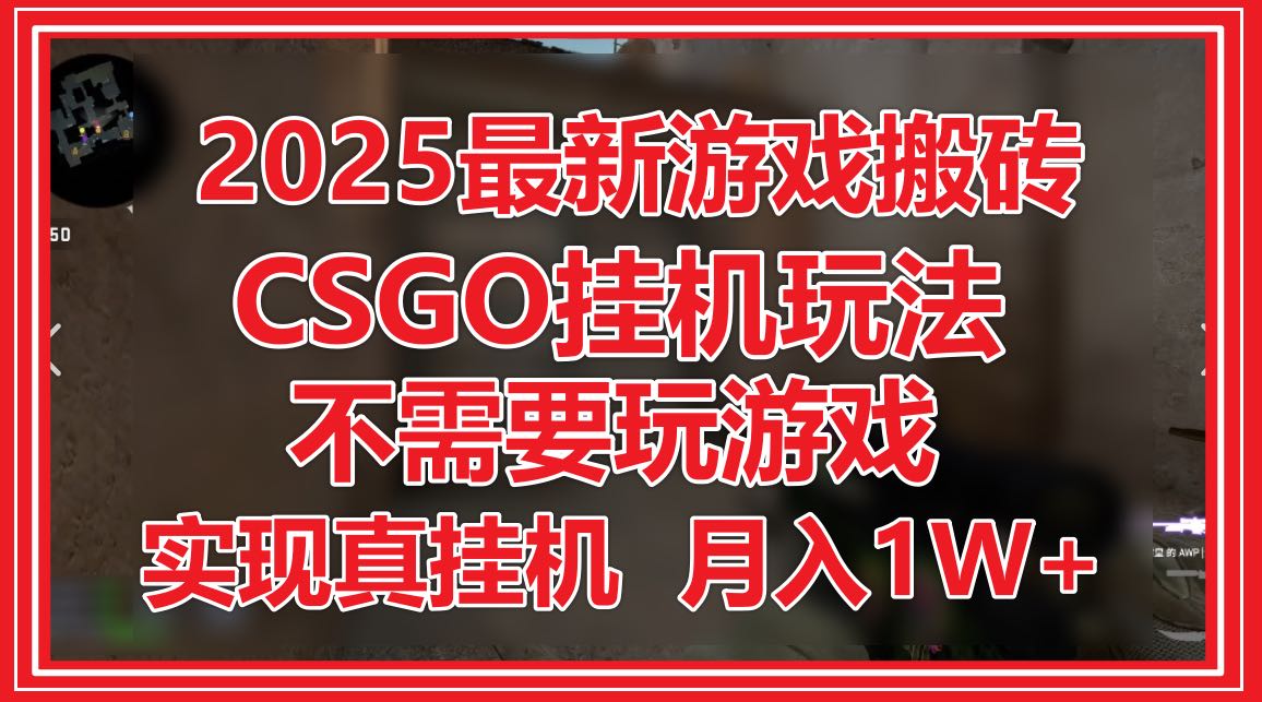 2025最新游戏搬砖，CSGO挂机，不需要玩游戏，实现真挂机，月入1W+-菜菜网创