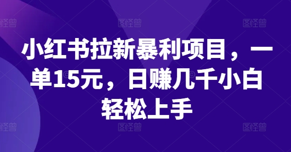 小红书拉新暴利项目，一单15元，日赚几千小白轻松上手【揭秘】-菜菜网创