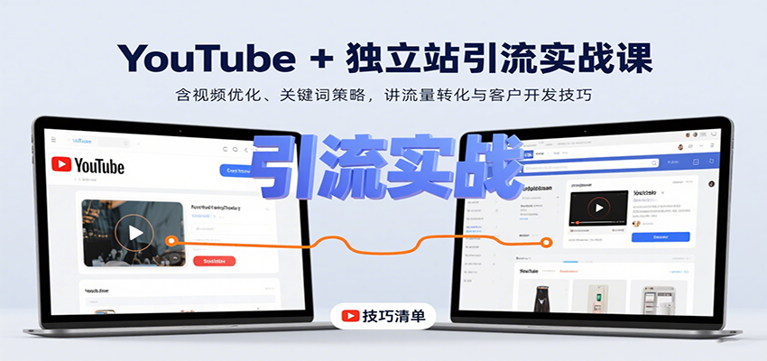 YouTube+独立站引流实战课：含视频优化、关键词策略，讲流量转化与客户开发技巧-菜菜网创