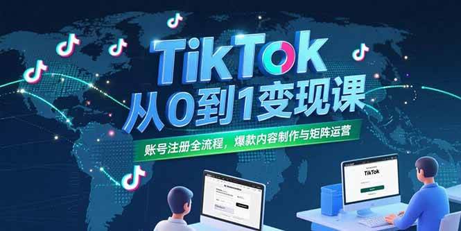 （15346期）TikTok从0到1变现课，账号注册全流程，爆款内容制作与矩阵运营-菜菜网创