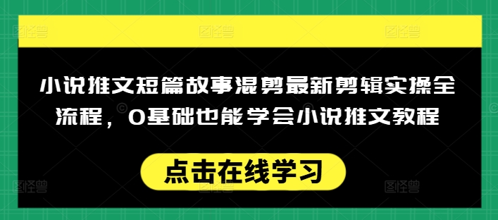 小说推文短篇故事混剪最新剪辑实操全流程，0基础也能学会小说推文教程，肯干多发日入多张-菜菜网创