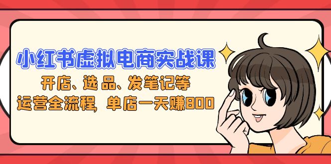 小红书虚拟电商实战课：开店、选品、发笔记等运营全流程，单店一天赚800-菜菜网创
