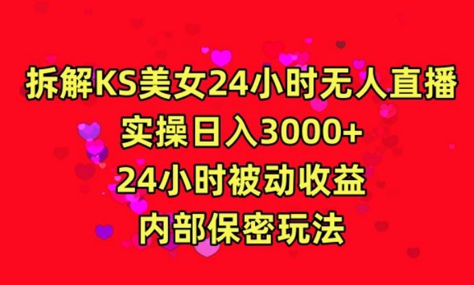 利用快手24小时无人美女直播，实操日入3000，24小时被动收益，内部保密玩法【揭秘】-菜菜网创