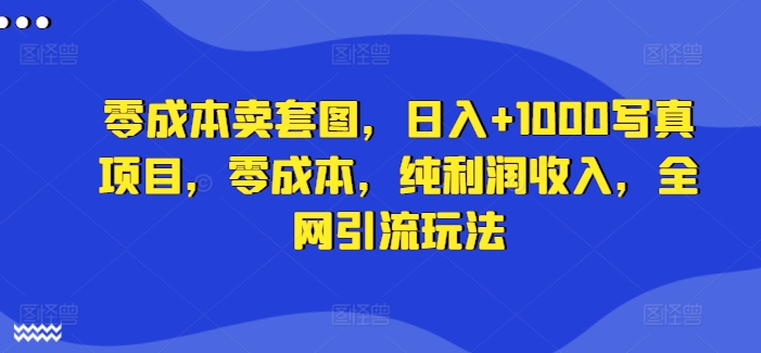 零成本卖套图，日入+1000写真项目，零成本，纯利润收入，全网引流玩法-菜菜网创