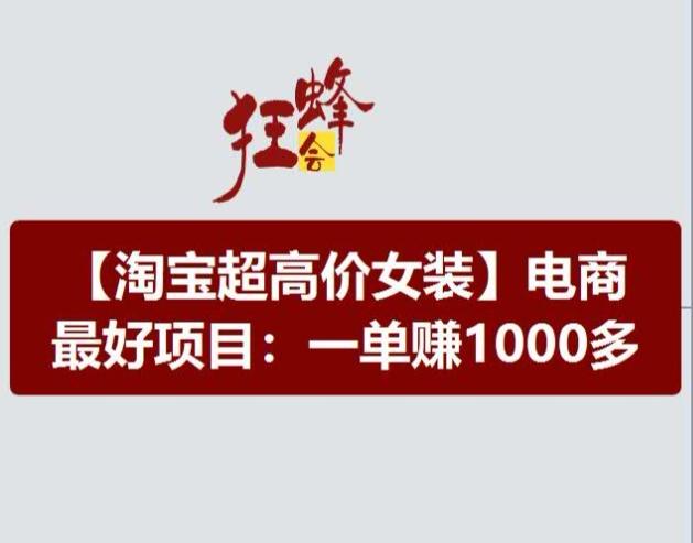 淘宝超高价女装项目，电商最好赛道，一单赚1000多-菜菜网创