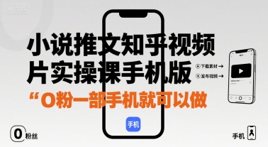 小说推文知乎视频图片实操课手机版，0粉一部手机就可以做-菜菜网创