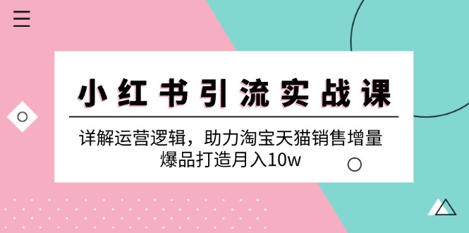 小红书引流实战课：详解运营逻辑，助力淘宝天猫销售增量，爆品打造月入10w-菜菜网创