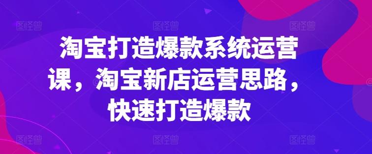 淘宝打造爆款系统运营课，淘宝新店运营思路，快速打造爆款-菜菜网创