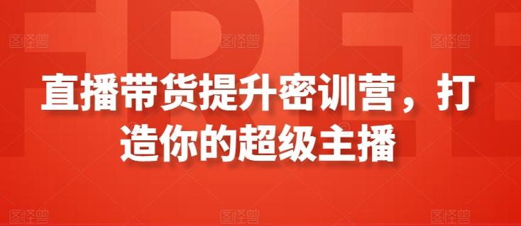 直播带货提升密训营，打造你的超级主播-菜菜网创