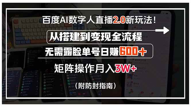 （15555期）百度AI数字人直播2.0新玩法！从搭建到变现全流程，无需露脸单号日赚600…-菜菜网创