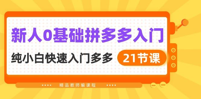 新人0基础拼多多入门，​纯小白快速入门多多(21节课-菜菜网创