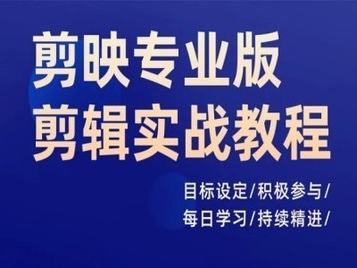 剪映专业版剪辑实战教程，目标设定/积极参与/每日学习/持续精进-菜菜网创