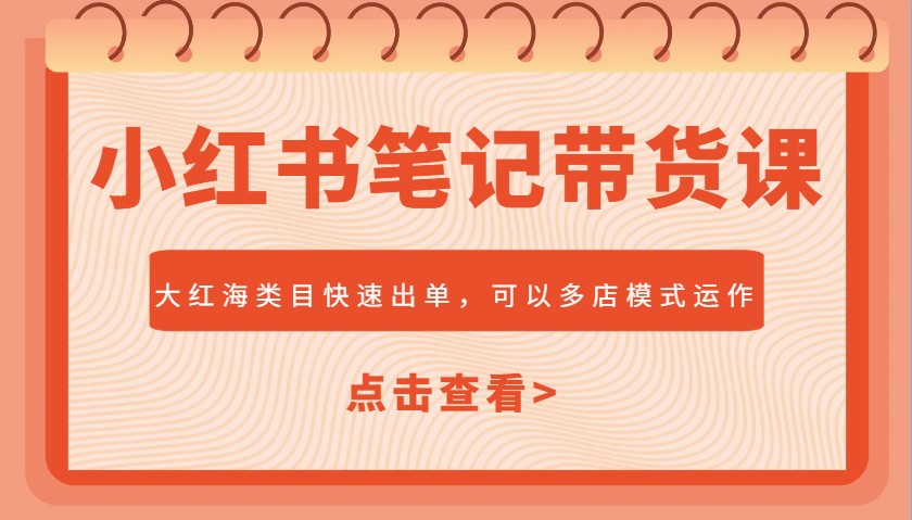 小红书笔记带货课，大红海类目快速出单，市场大，可以多店模式运作(更新)-菜菜网创