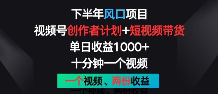 下半年风口项目，视频号创作者计划+视频带货，一个视频两份收益，十分钟一个视频【揭秘】-菜菜网创