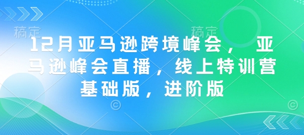 12月亚马逊跨境峰会， 亚马逊峰会直播，线上特训营基础版，进阶版-菜菜网创