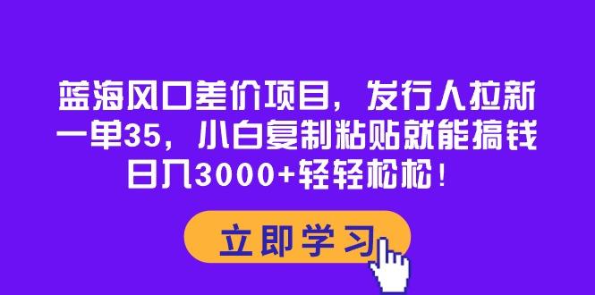 蓝海风口差价项目，发行人拉新，一单35，小白复制粘贴就能搞钱！日入30…-菜菜网创