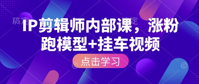IP剪辑师内部课，涨粉跑模型+挂车视频-菜菜网创