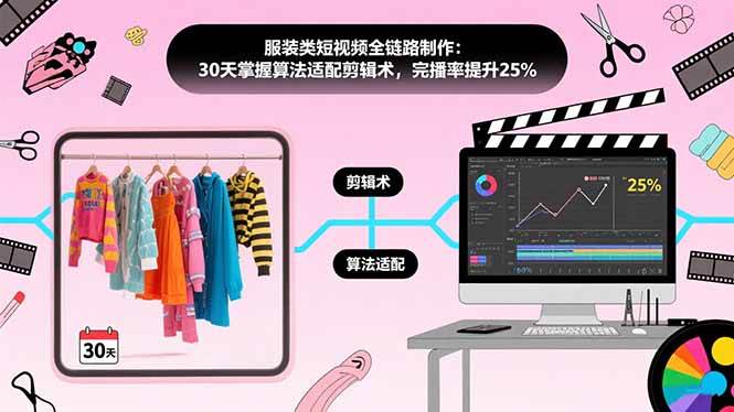 （15655期）服装类短视频全链路制作：30天掌握算法适配剪辑术，完播率提升25%-菜菜网创