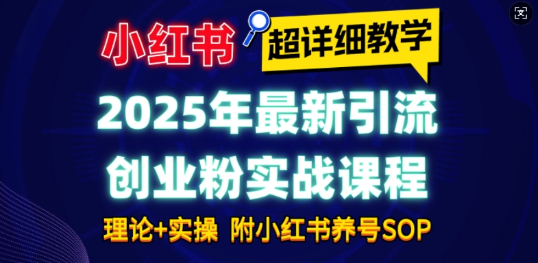 2025年最新小红书引流创业粉实战课程【超详细教学】小白轻松上手，月入1W+，附小红书养号SOP-菜菜网创