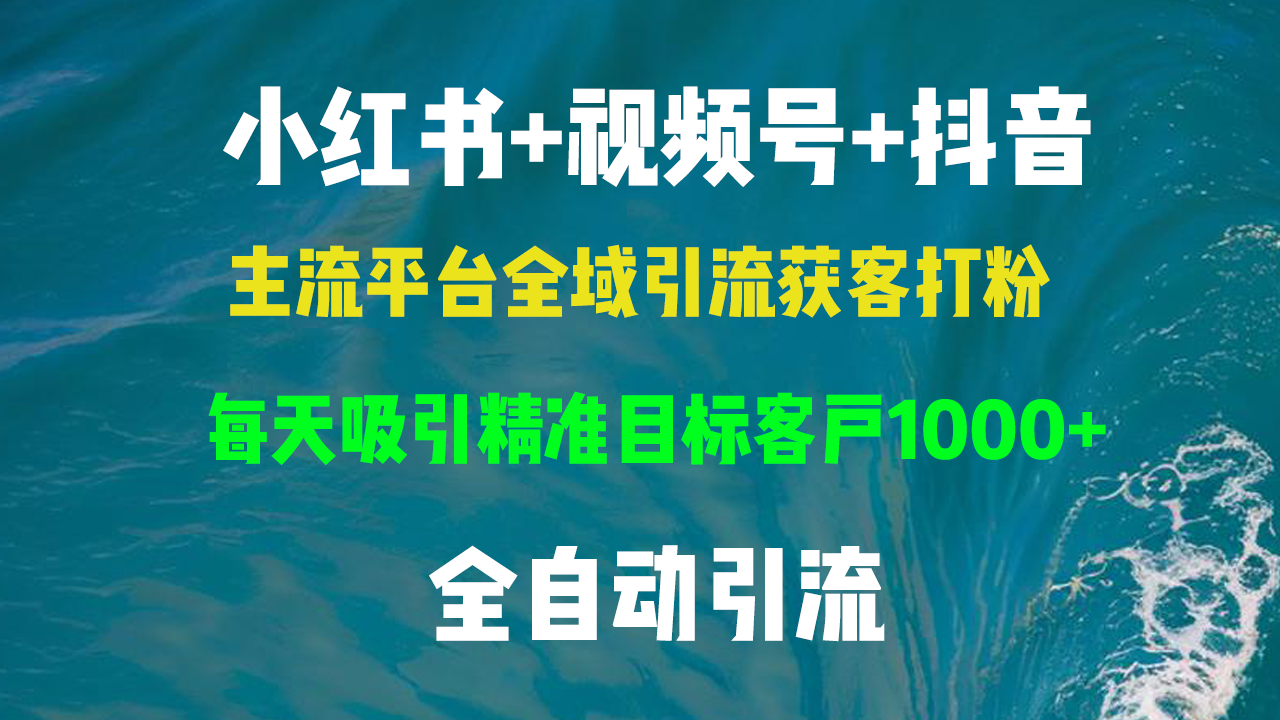 小红书，视频号，抖音主流平台全域引流获客打粉，每天吸引精准目标客户…-菜菜网创