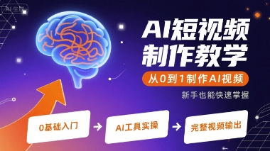 AI短视频制作教学，从0到1制作AI视频-菜菜网创
