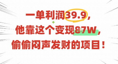 一单利润39.9，有人靠这个变现几十个，偷偷闷声发财的项目-菜菜网创
