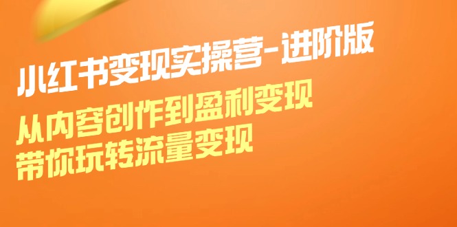 小红书变现实操营进阶版：从内容创作到盈利变现，带你玩转流量变现-菜菜网创