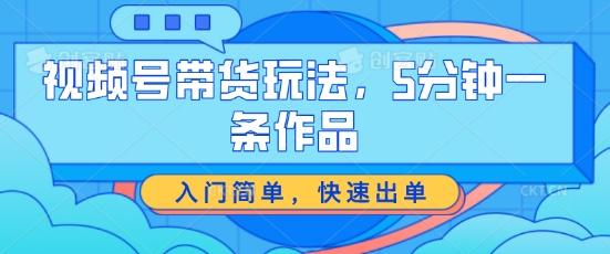 视频号带货玩法，5分钟一条作品，入门简单，快速出单【揭秘】-菜菜网创