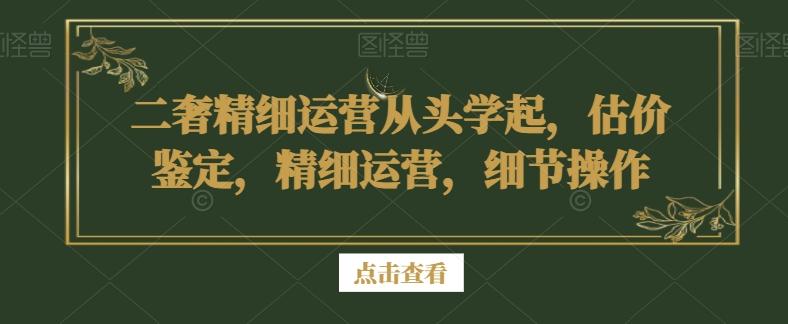 二奢精细运营从头学起，估价鉴定，精细运营，细节操作-菜菜网创