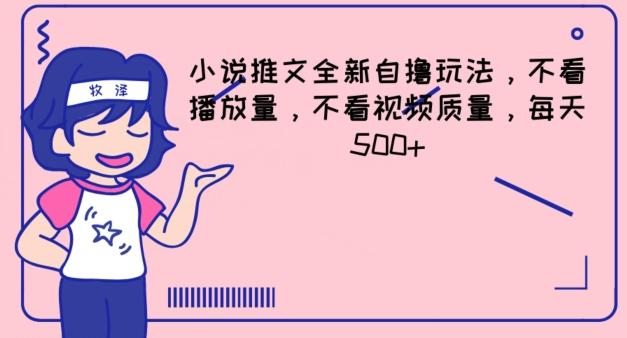 小说推文全新自撸玩法，不看播放量，不看视频质量，每天500+【揭秘】-菜菜网创