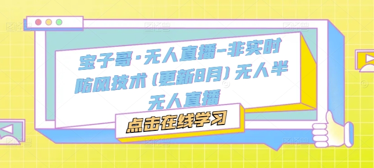 宝子哥·无人直播-非实时防风技术(更新8月)无人半无人直播-菜菜网创