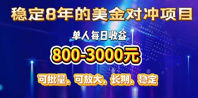 （15782期）稳定8年的美金对冲创业项目，单人每日收益800-3000，小众暴力项目-菜菜网创