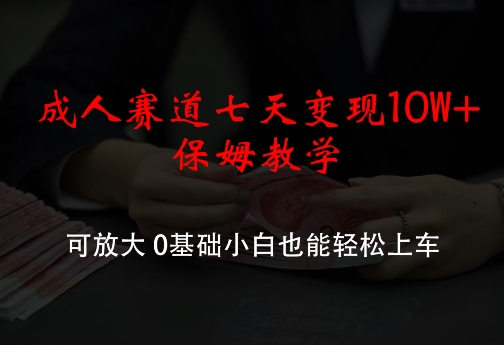 成人赛道七天变现10W+保姆教学，可放大，0基础小白也能轻松上车【揭秘】-菜菜网创