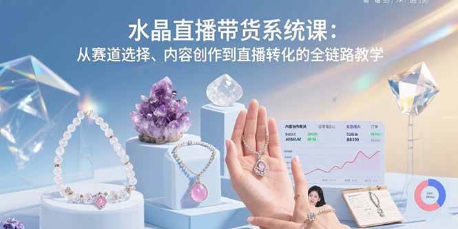 （15721期）水晶直播带货系统课：从赛道选择、内容创作到直播转化的全链路教学-菜菜网创