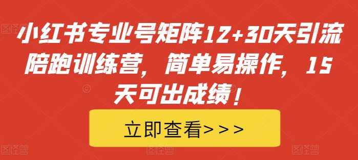 小红书专业号矩阵12+30天引流陪跑训练营，简单易操作，15天可出成绩!-菜菜网创