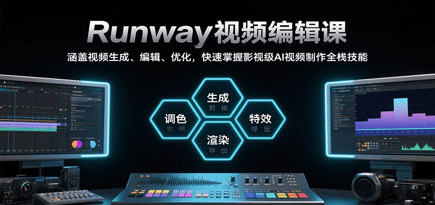 Runway视频编辑课，涵盖视频生成、编辑、优化，快速掌握影视级AI视频制作全栈技能-菜菜网创