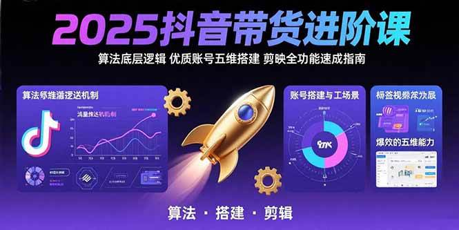 （15571期）2025抖音带货进阶课：算法底层逻辑,优质账号五维搭建,剪映全功能速成指南-菜菜网创