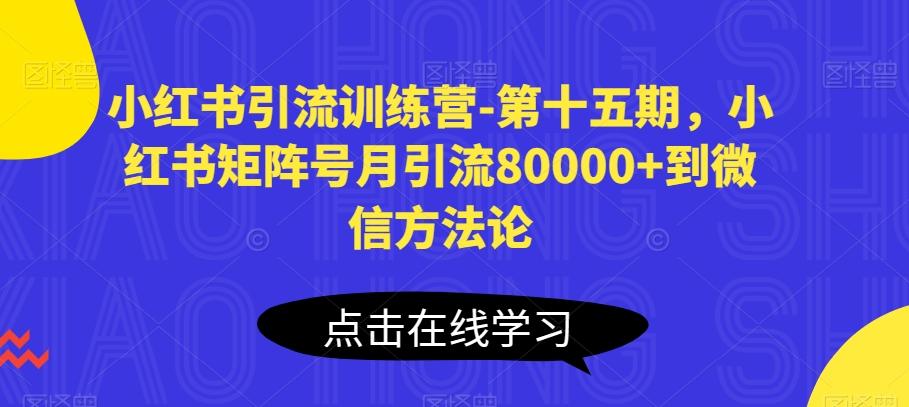 小红书引流训练营-第十五期，小红书矩阵号月引流80000+到微信方法论-菜菜网创