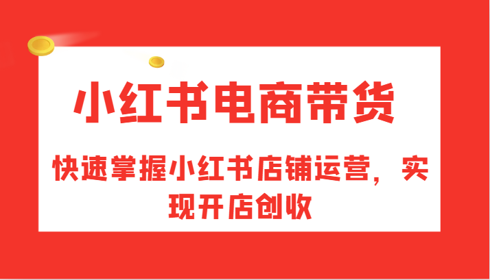 小红书电商带货，快速掌握小红书店铺运营，实现开店创收-菜菜网创