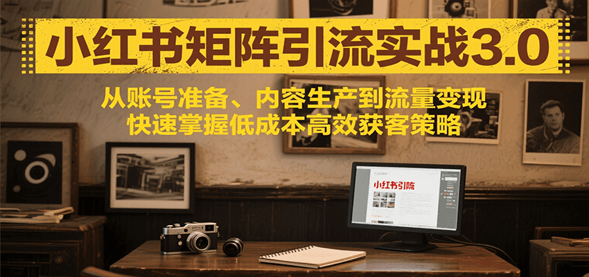 小红书矩阵引流3.0，从账号准备、内容生产到流量变现，快速掌握低成本高效获客策略-菜菜网创