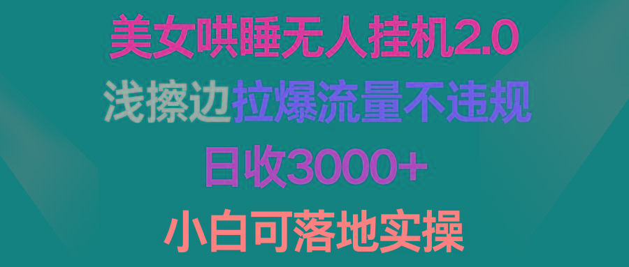 (9905期)美女哄睡无人挂机2.0，浅擦边拉爆流量不违规，日收3000+，小白可落地实操-菜菜网创