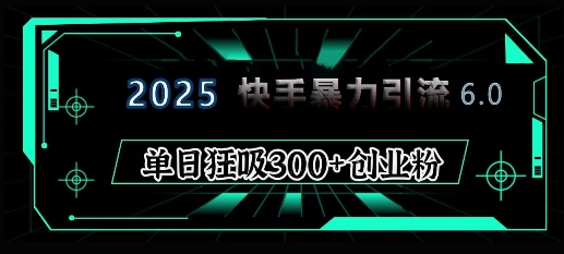 2025年快手6.0保姆级教程震撼来袭，单日狂吸300+精准创业粉-菜菜网创