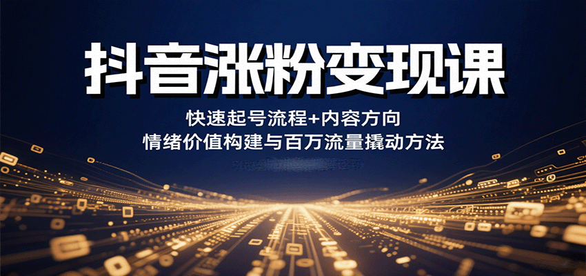 抖音涨粉变现课，快速起号流程+内容方向+情绪价值构建与百万流量撬动方法-菜菜网创