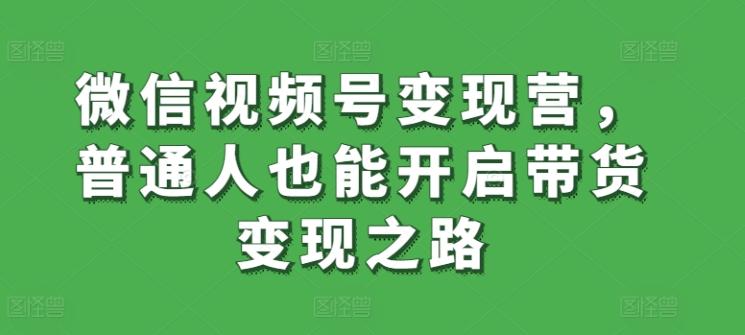 微信视频号变现营，普通人也能开启带货变现之路-菜菜网创
