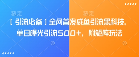 【引流必备】全网首发咸鱼引流黑科技，单日曝光引流500+，附矩阵玩法【揭秘】-菜菜网创