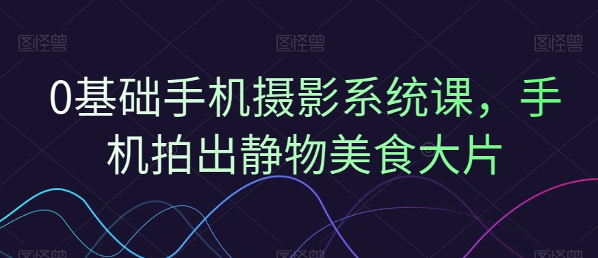 0基础手机摄影系统课，手机拍出静物美食大片-菜菜网创