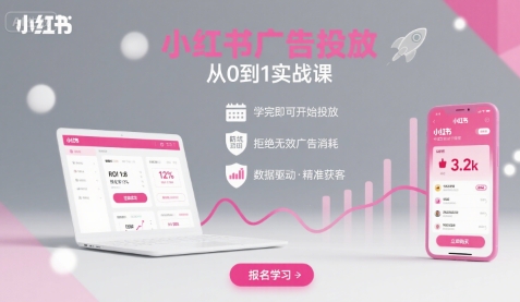 小红书广告投放从0到1的实战课，学完即可开始投放，拒绝无效广告消耗-菜菜网创