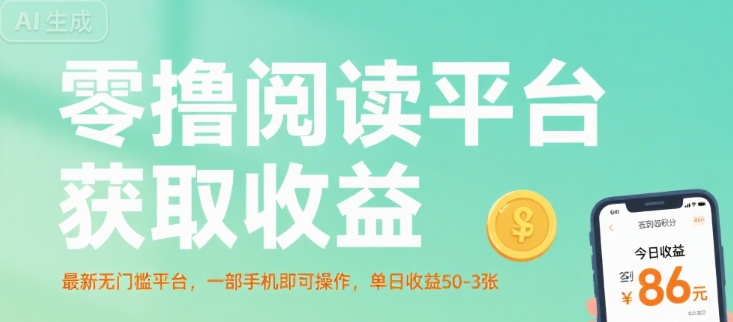 零撸阅读平台获取收益，最新无门槛平台，一部手机即可操作，单日收益50-3张【揭秘】-菜菜网创